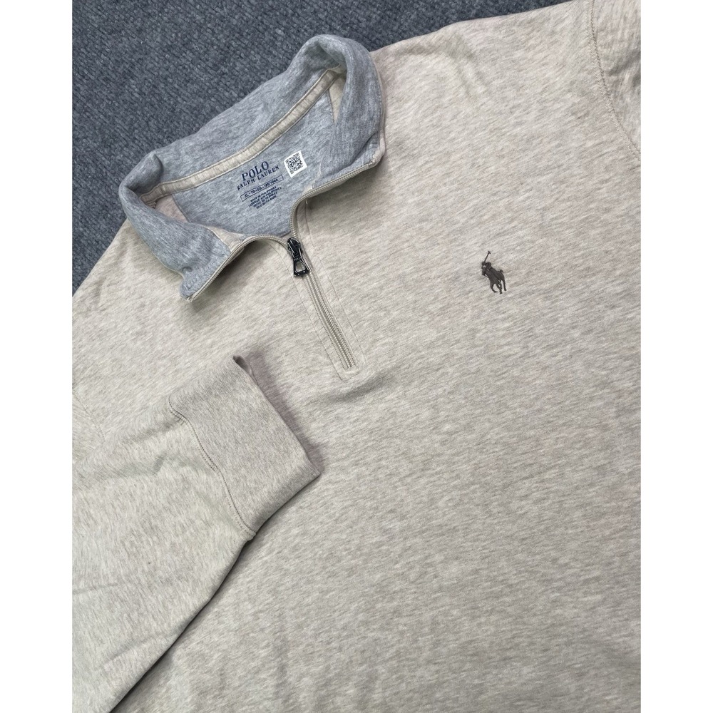 Polo Ralph Lauren Pullover Men's XL Beige Estate Rib 1/4 Zip Pony Logo